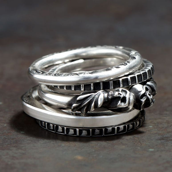 WERKSTATT MUNCHEN 5-ring combination skull ring M1180 PWM4